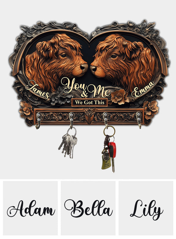 You & Me - Personalized Highland Cow Custom Shaped Key Rack