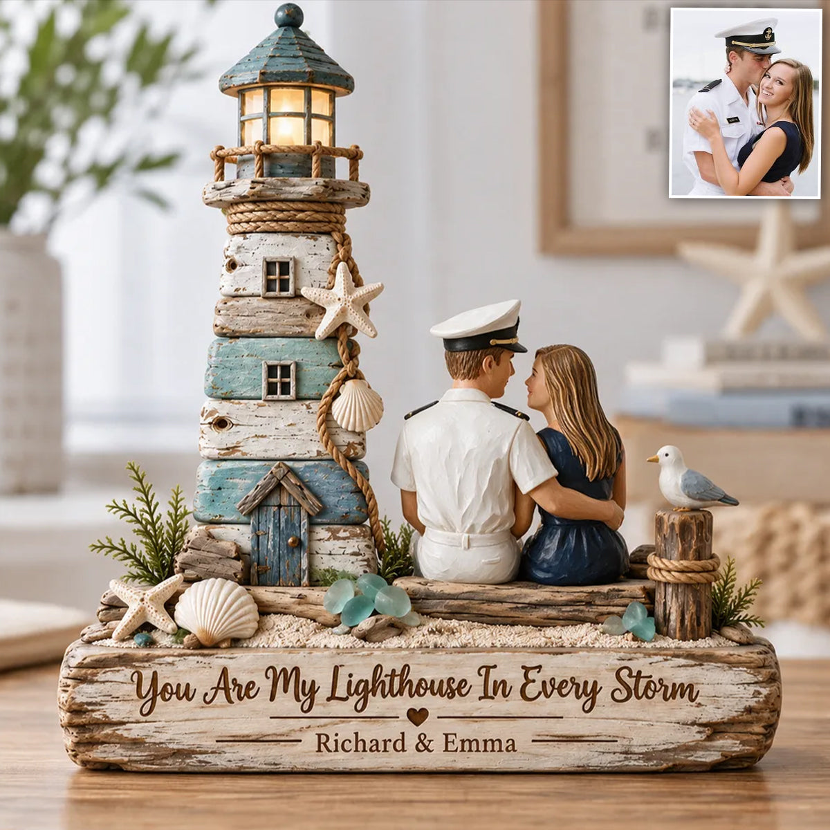 You Are My Lighthouse In Every Storm - Personalized Couple Custom Shaped Wood Plaque