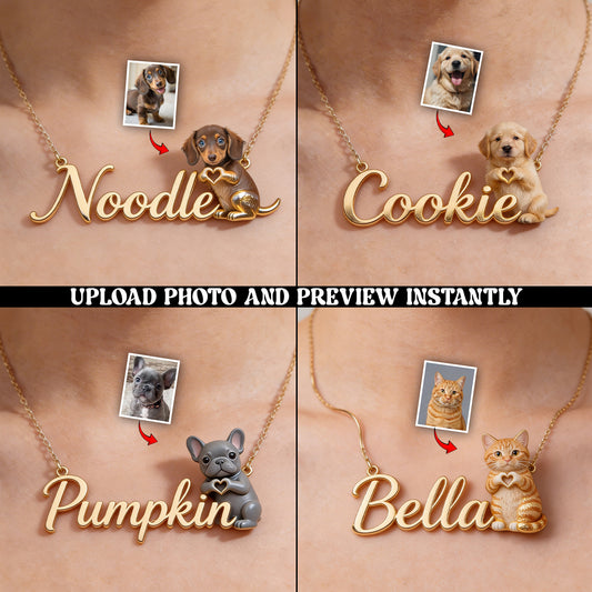 Custom Any Photo - Personalized Dog Shaped Metal Pendant Necklace