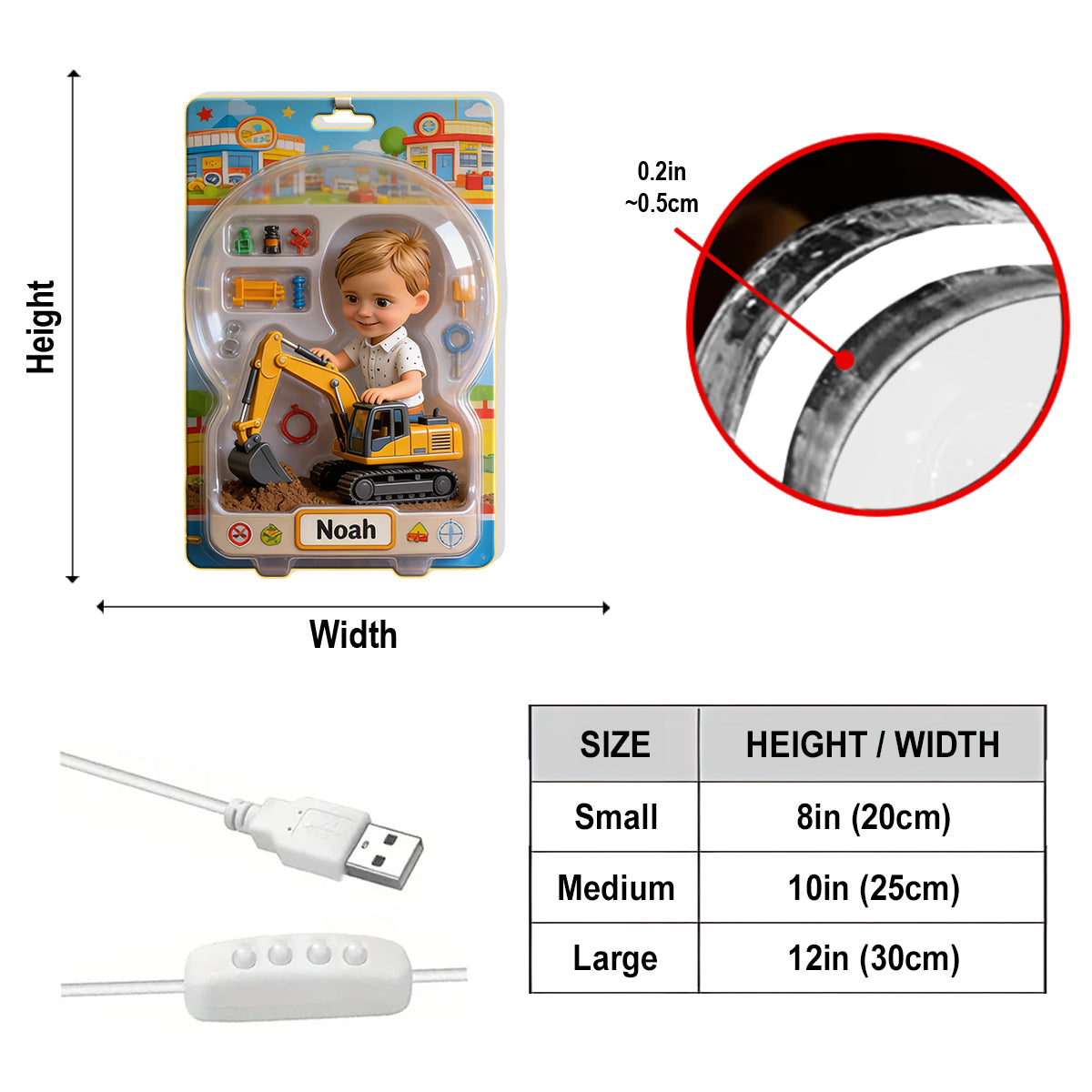 Any Photo, Any Theme - Gifts For Kids - Personalized Kid Acrylic LED Night Light