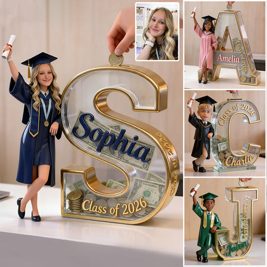 Saving For The Future - Personalized Graduation Wooden Piggy Bank