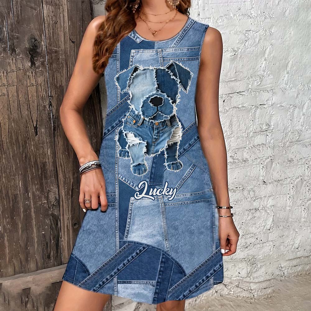 Cute Bulldog - Personalized Bulldog Sleeveless Dress