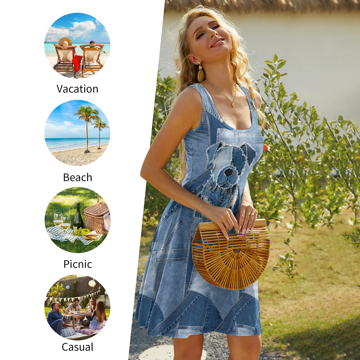 Cute Bulldog - Personalized Bulldog Sleeveless Dress