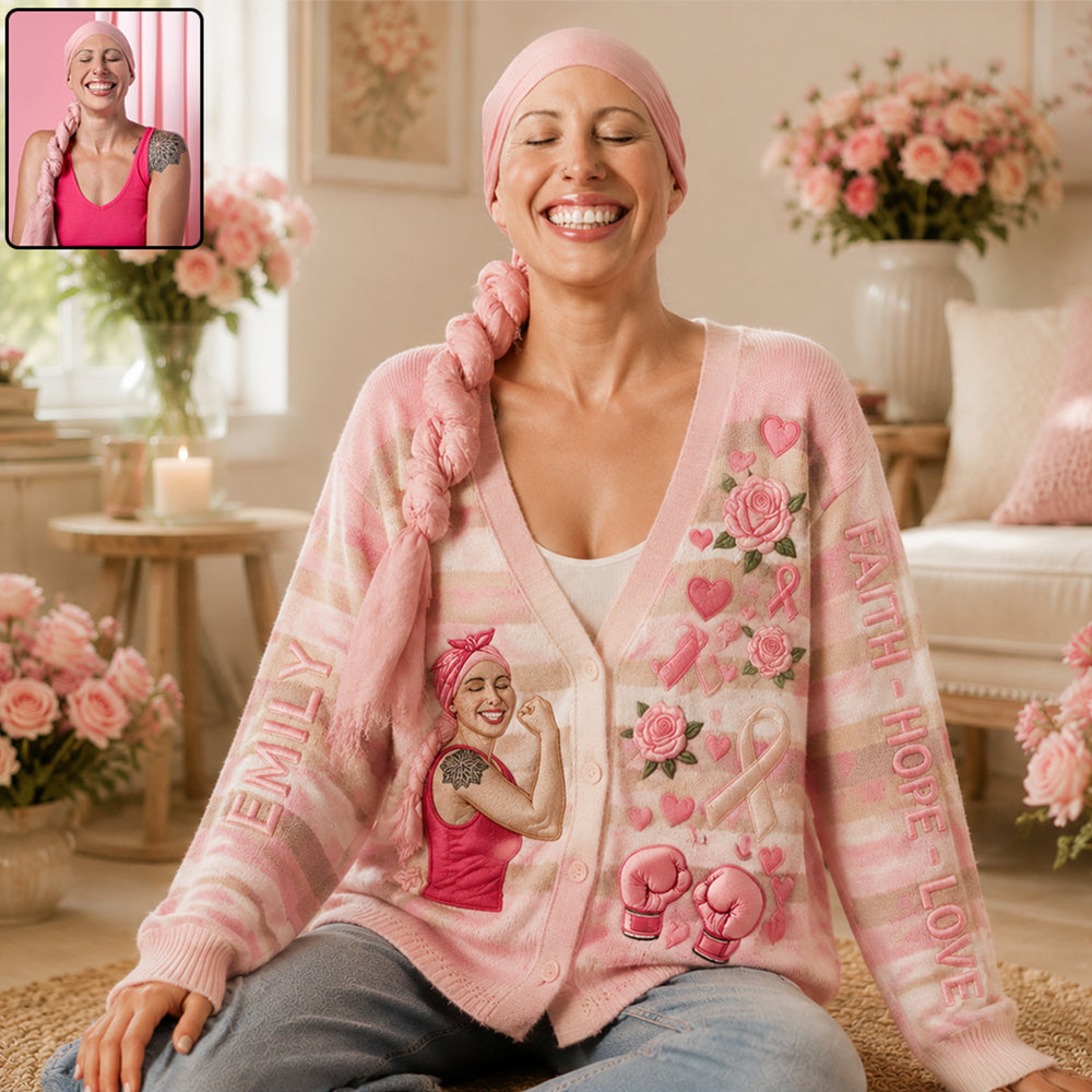 In October We Wear Pink - Personalized Breast Cancer Awareness Cardigan Sweater