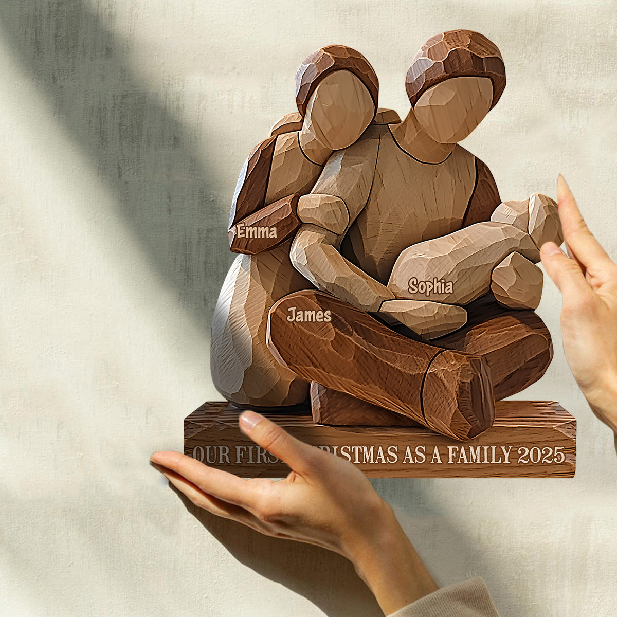 Our First Christmas as a Family - Personalized Family Custom Shaped Wood Plaque