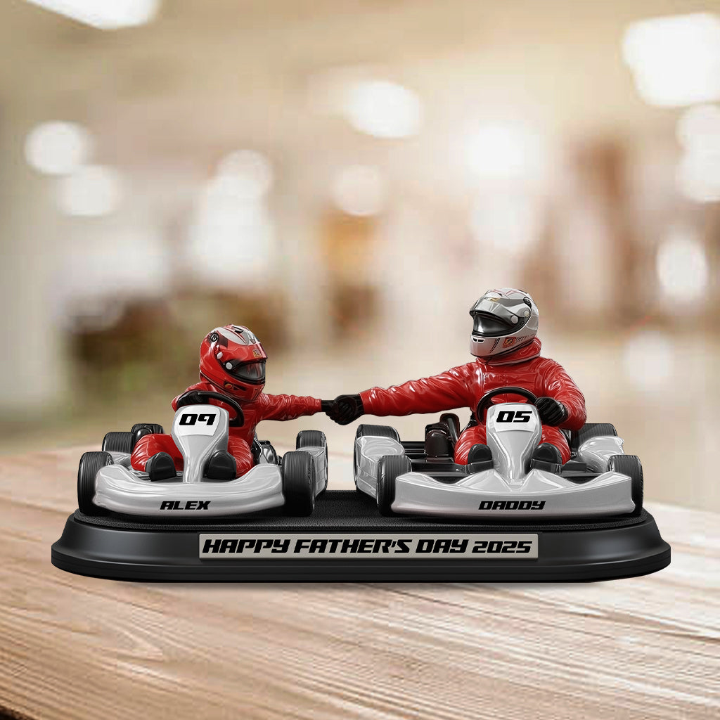 Kart Racing Loving Dad & Kid - Personalized Father Custom Shaped Acrylic Plaque