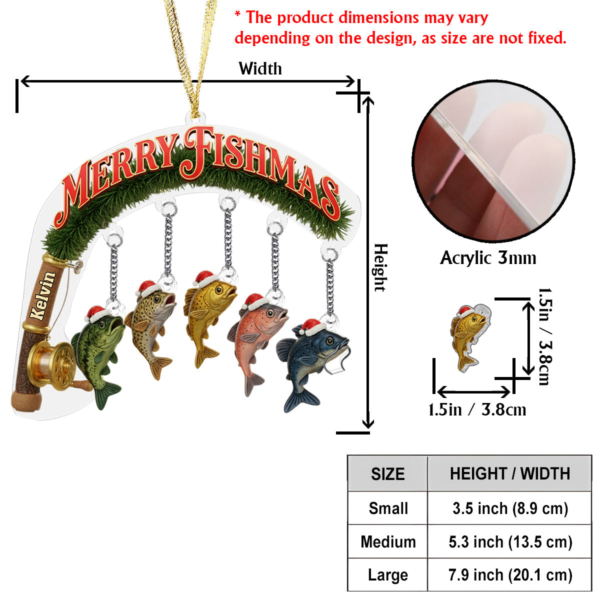 Merry Fishmas - Personalized Fishing Ornament With Charm