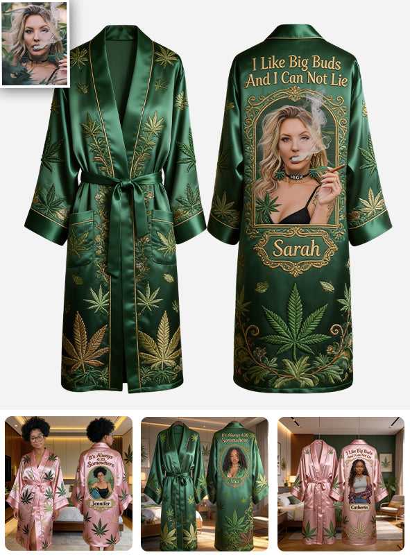 It's Always 4:20 - Personalized Weed Satin Robe