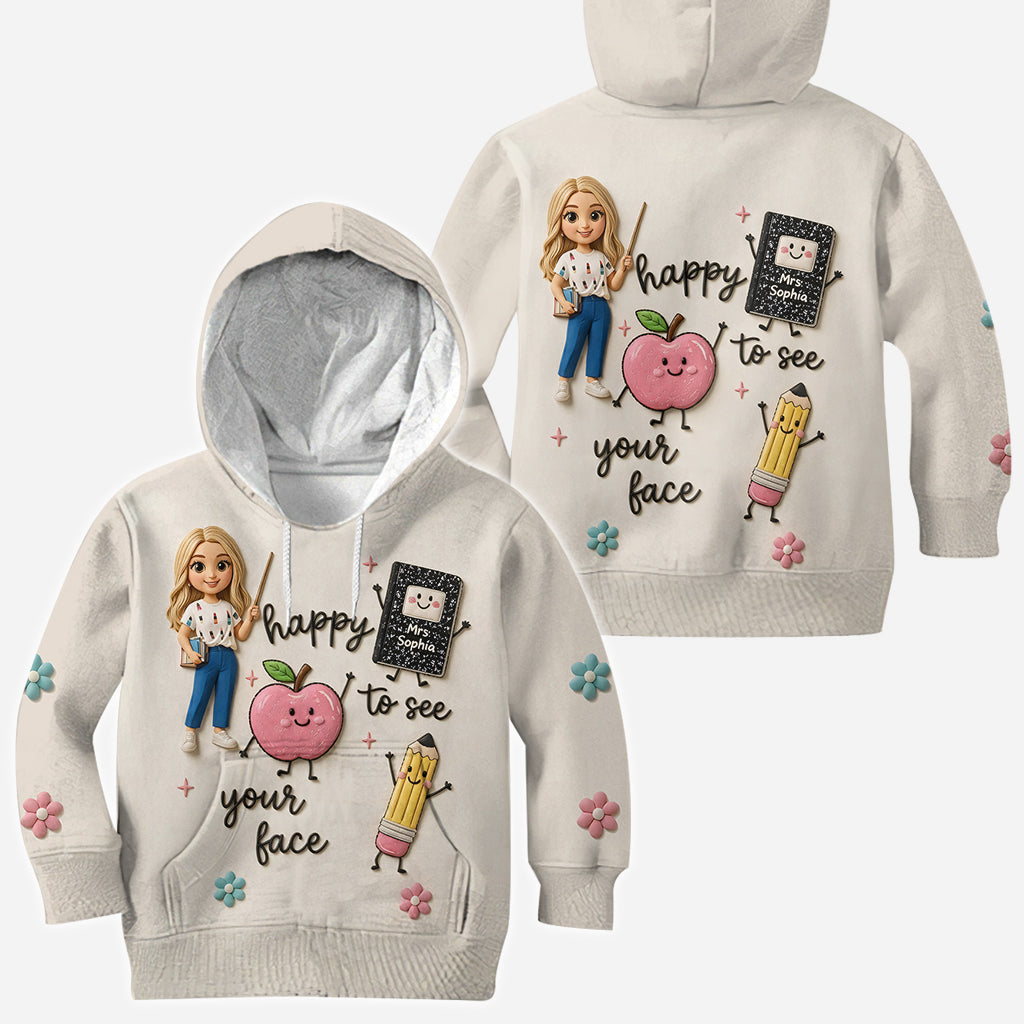 Happy To See Your Face - Personalized Teacher All Over Shirt