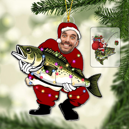 Funny Santa Fisherman - Personalized Fishing Ornament