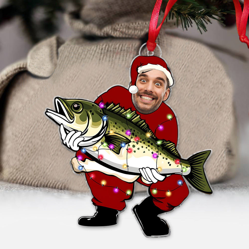 Funny Santa Fisherman - Personalized Fishing Ornament