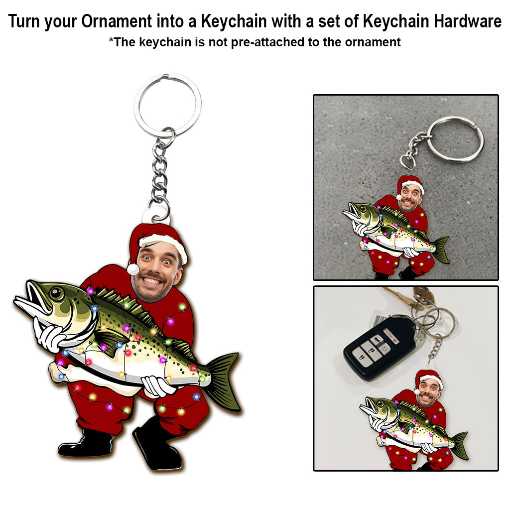 Funny Santa Fisherman - Personalized Fishing Ornament
