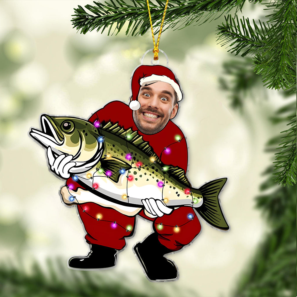 Funny Santa Fisherman - Personalized Fishing Ornament