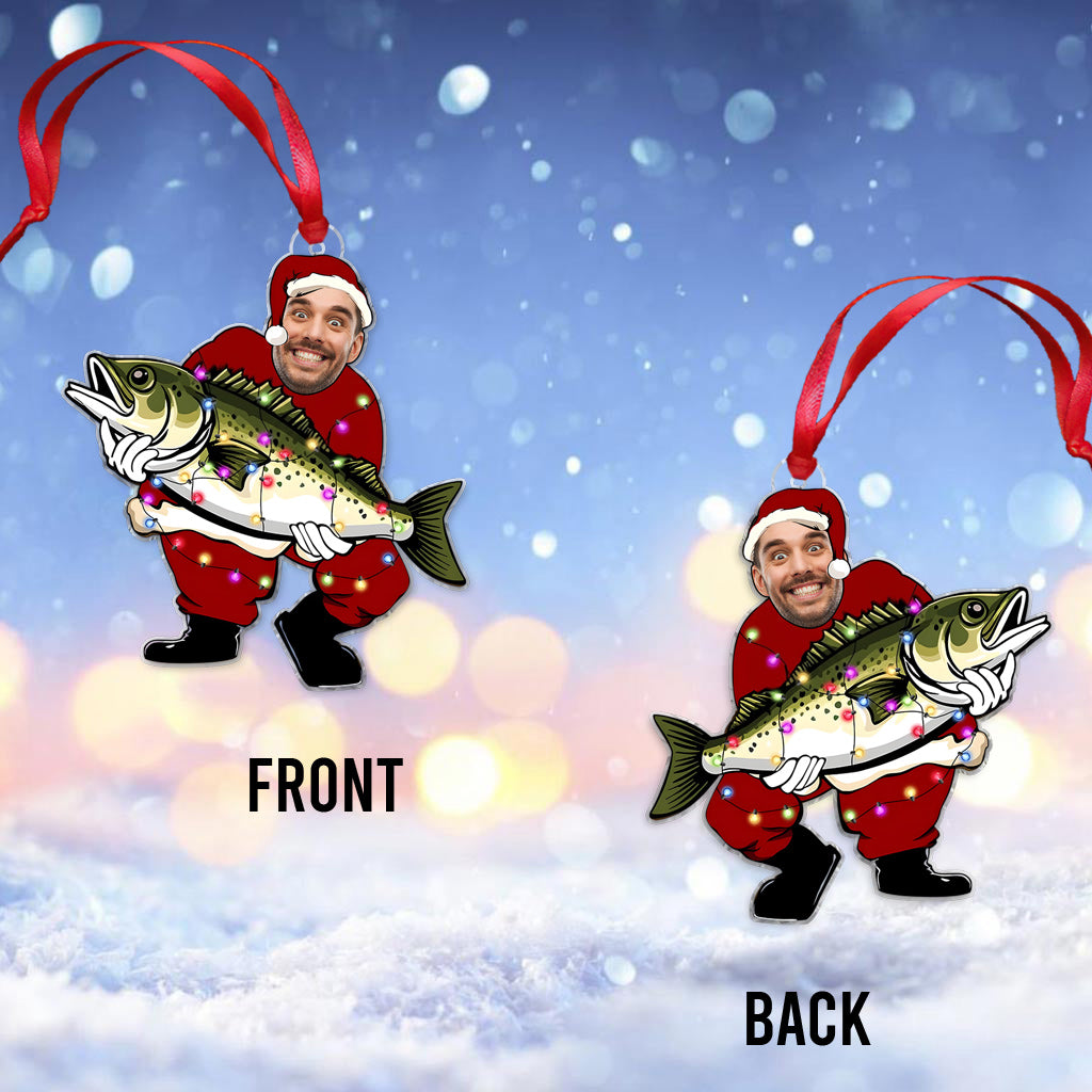 Funny Santa Fisherman - Personalized Fishing Ornament