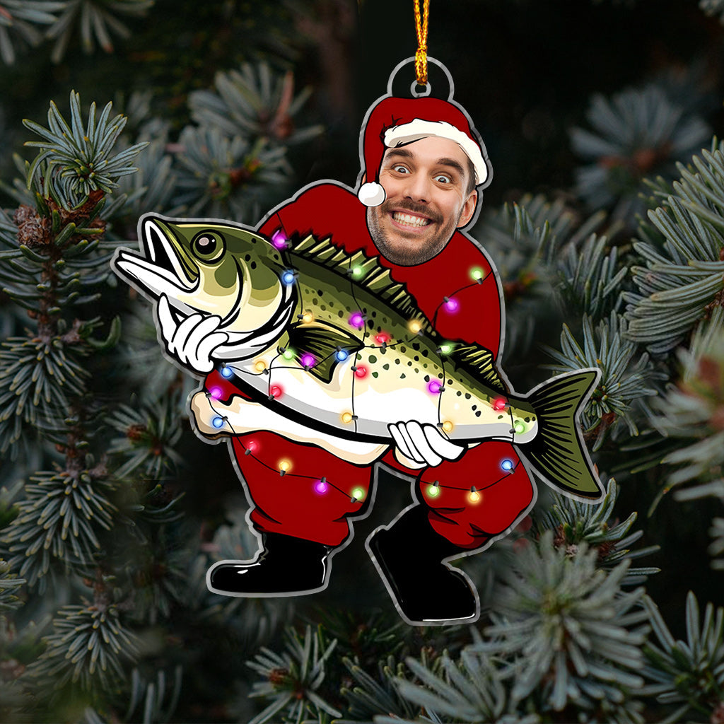 Funny Santa Fisherman - Personalized Fishing Ornament