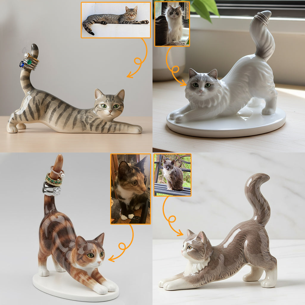 Custom Jewelry Holder For Cat Lovers, Customize From Any Photo - Personalized Cat Custom Shaped Acrylic Ring Holder