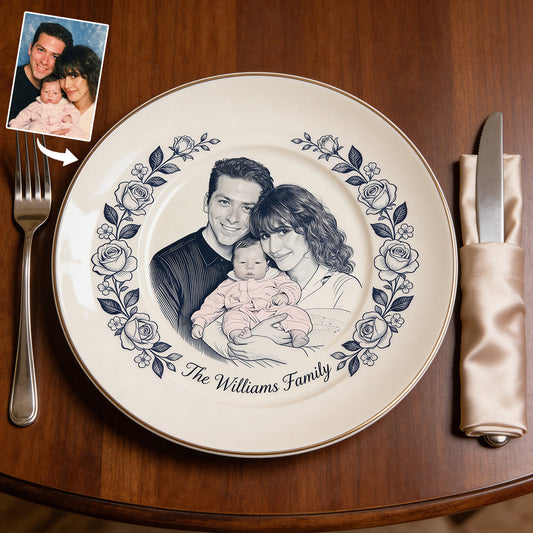 Custom Any Photo - Love My Family - Personalized Family Ceramic Round Plate