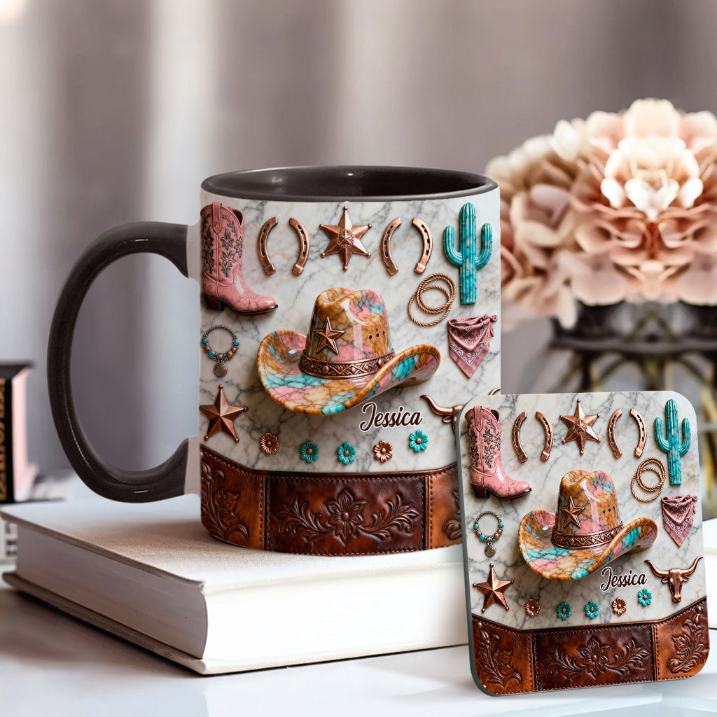 Strong Cowgirl - Personalized Cowgirl Accent Mug & Coaster