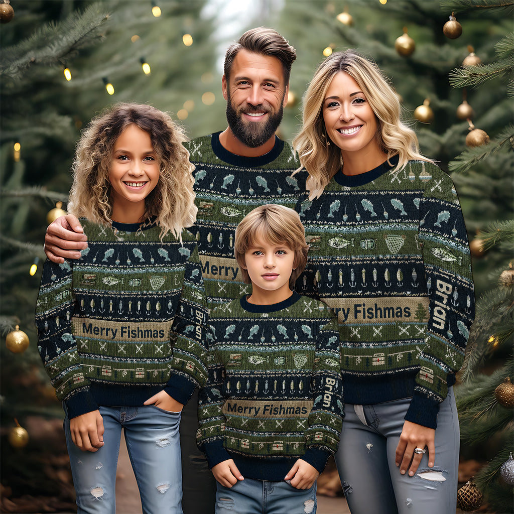 Hooked on Fishing - Personalized Fishing Ugly Sweater