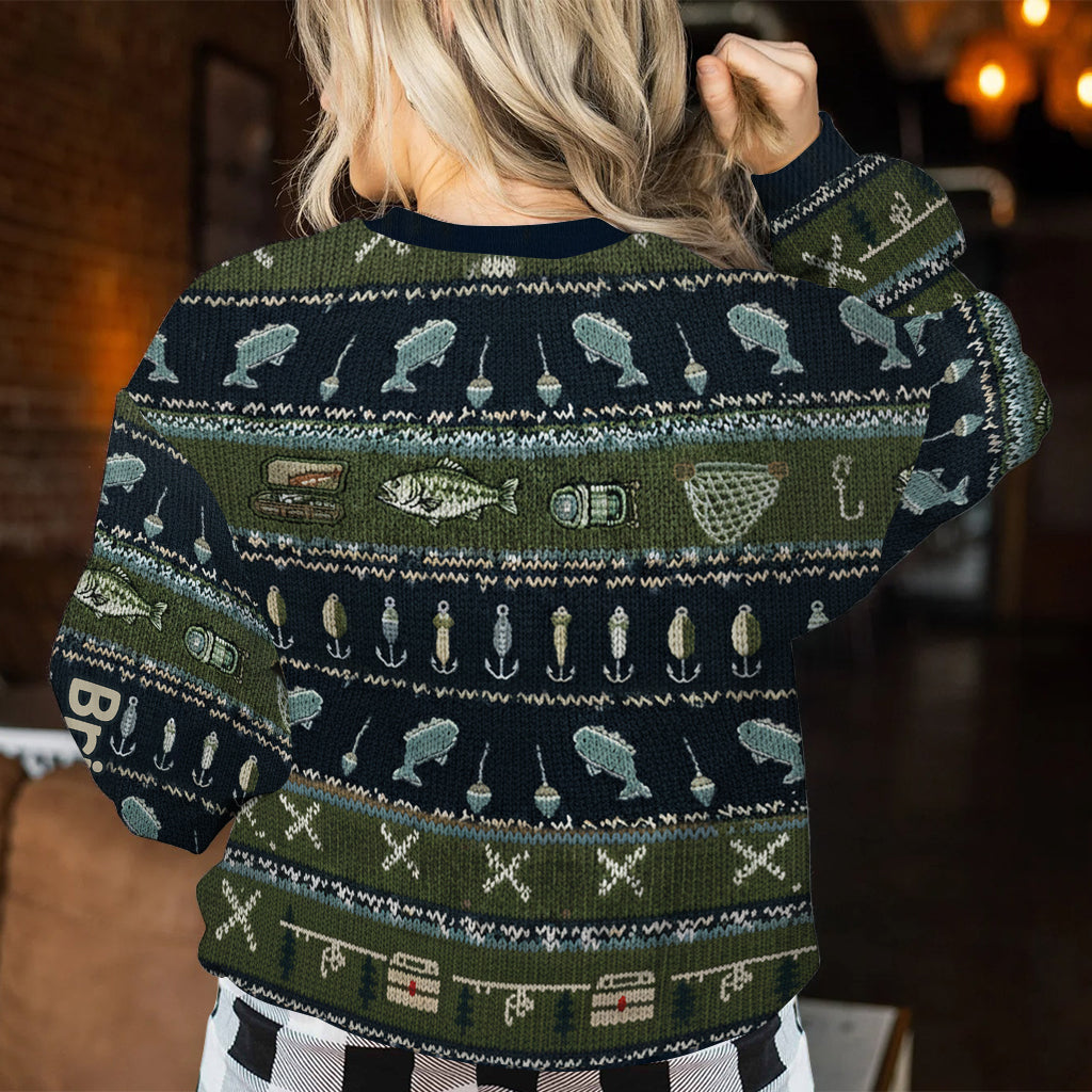 Hooked on Fishing - Personalized Fishing Ugly Sweater