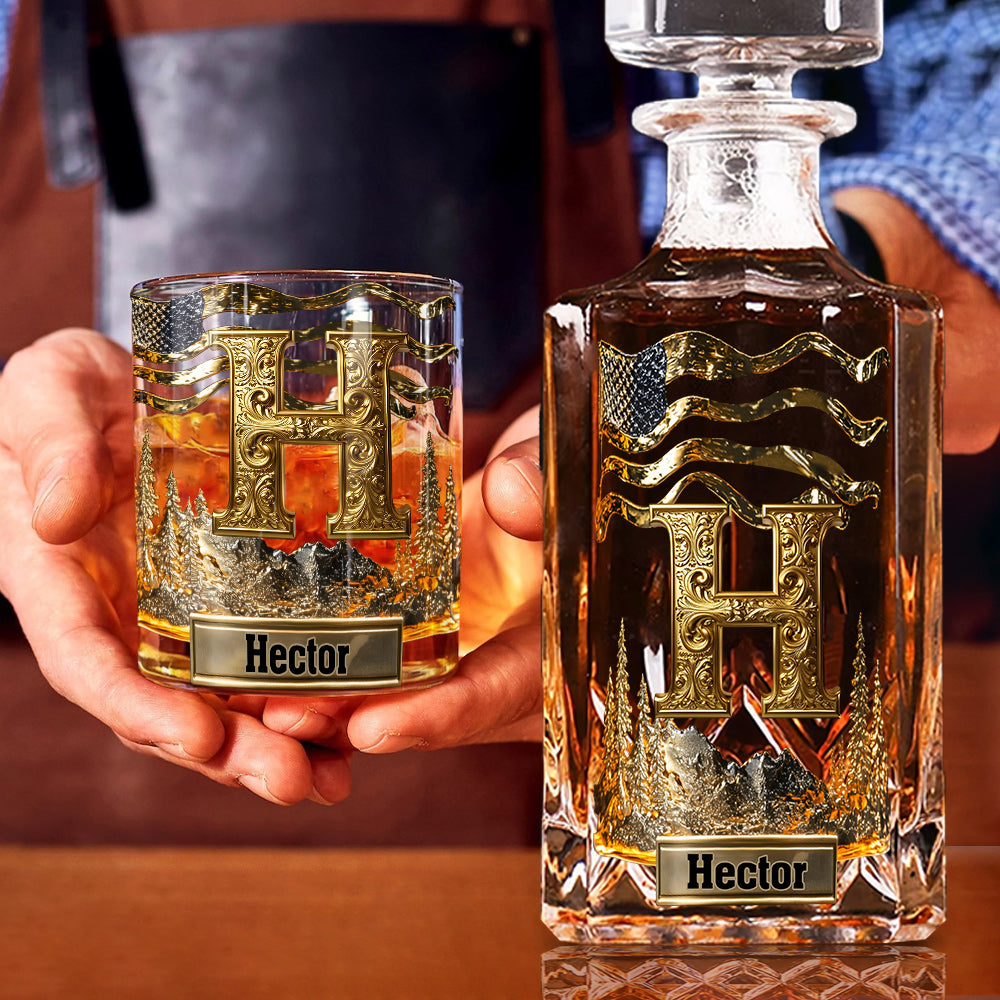 Alphabet Initial For Whiskey, Bourbon... Lovers - Personalized Whisky Whiskey Glass