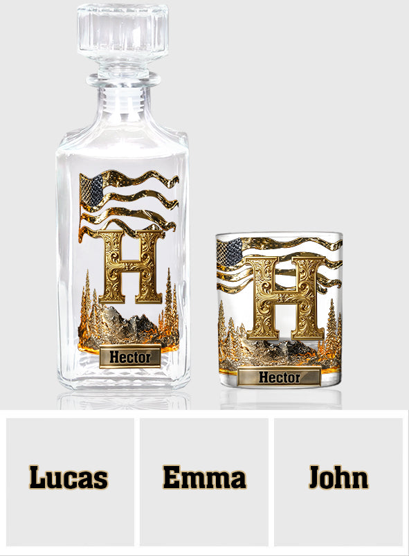 Alphabet Initial For Whiskey, Bourbon... Lovers - Personalized Whisky Whiskey Decanter Set