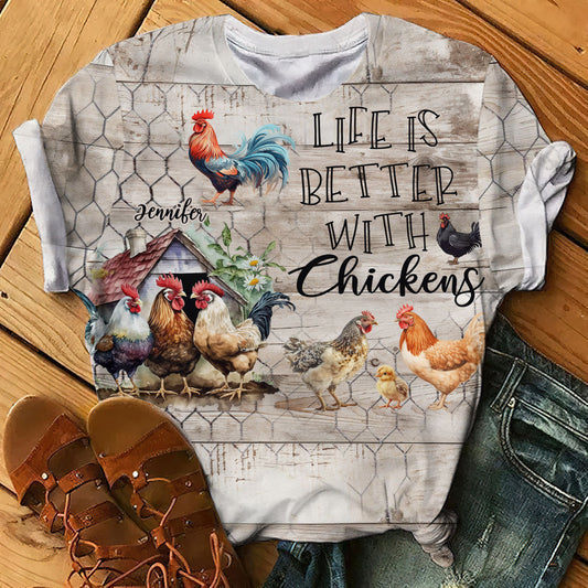 Life Is Better With Chickens - Personalized Chicken All Over Shirt