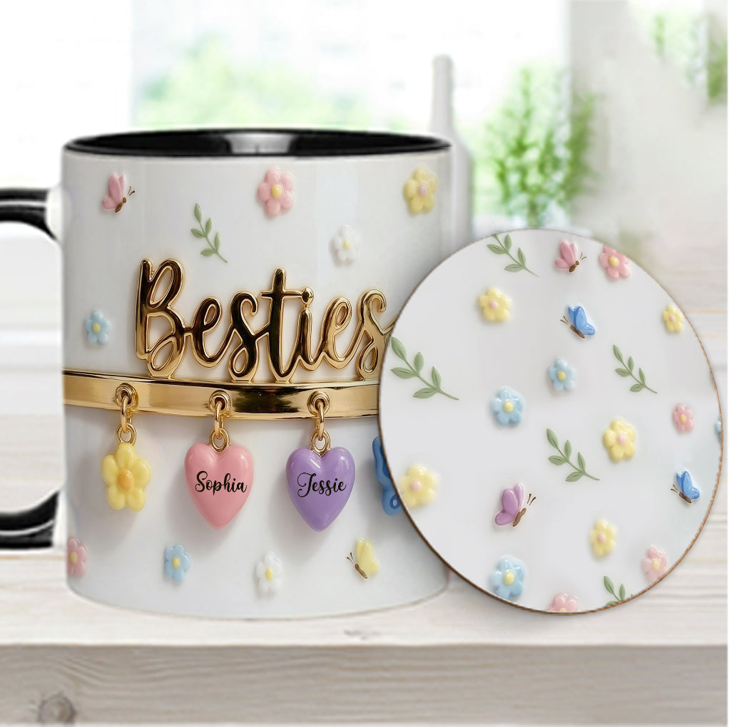 I Wish We Lived Closer Perfect Gift For Besties - Personalized Bestie Accent Mug & Coaster