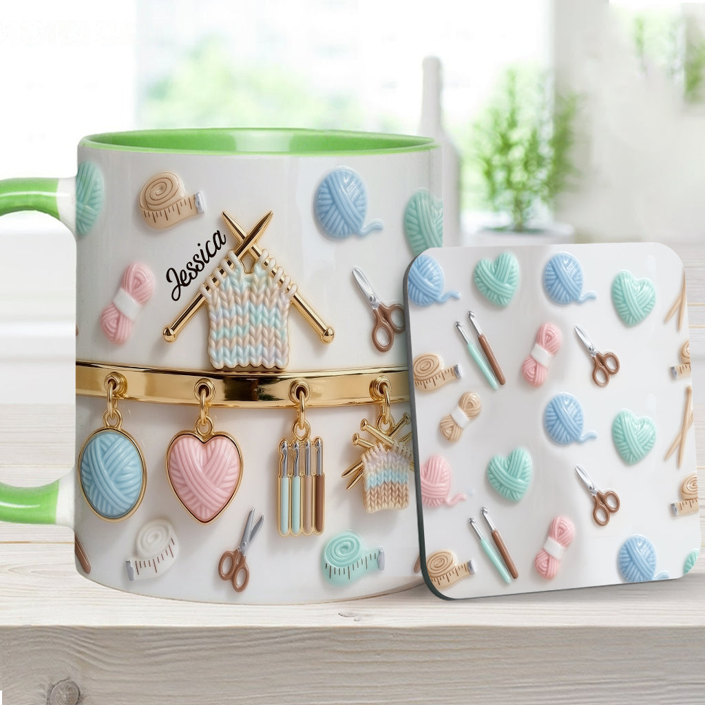Love Crocheting / Knitting - Personalized Crocheting Accent Mug & Coaster