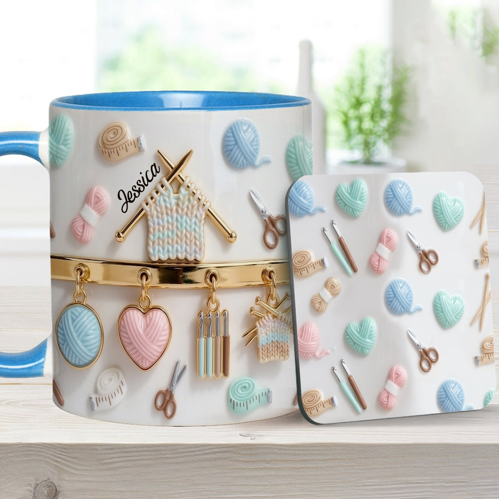 Love Crocheting / Knitting - Personalized Crocheting Accent Mug & Coaster
