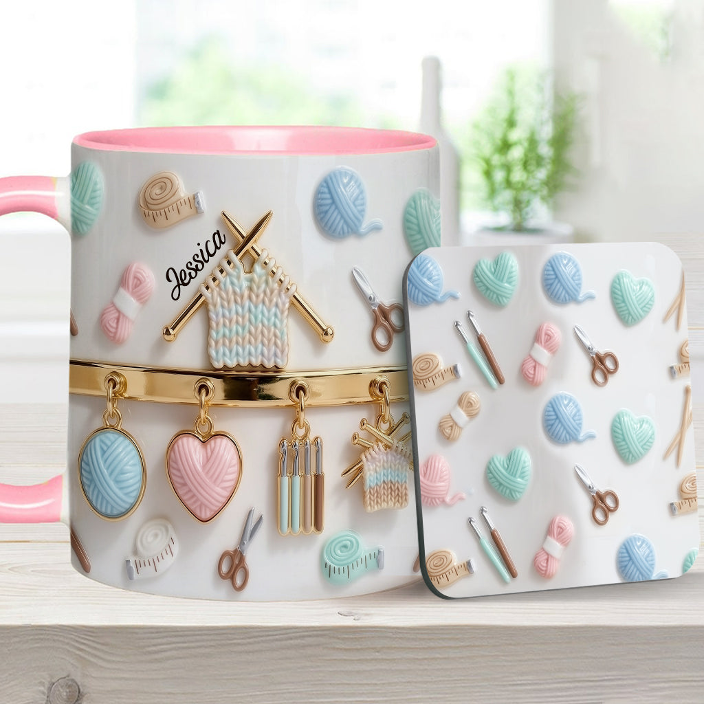 Love Crocheting / Knitting - Personalized Crocheting Accent Mug & Coaster
