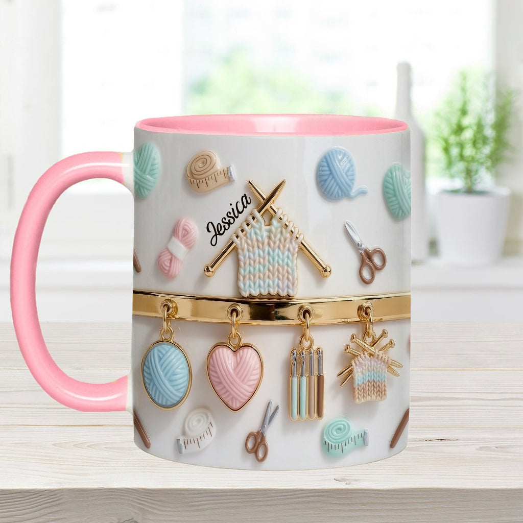 Love Crocheting / Knitting - Personalized Crocheting Accent Mug & Coaster