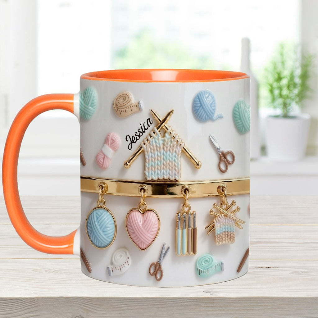 Love Crocheting / Knitting - Personalized Crocheting Accent Mug & Coaster