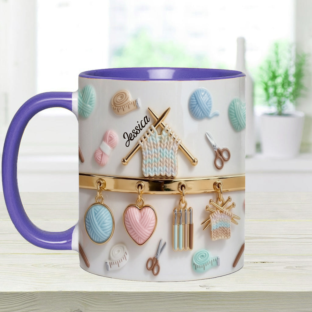 Love Crocheting / Knitting - Personalized Crocheting Accent Mug & Coaster