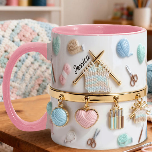 Love Crocheting / Knitting - Personalized Crocheting Accent Mug & Coaster