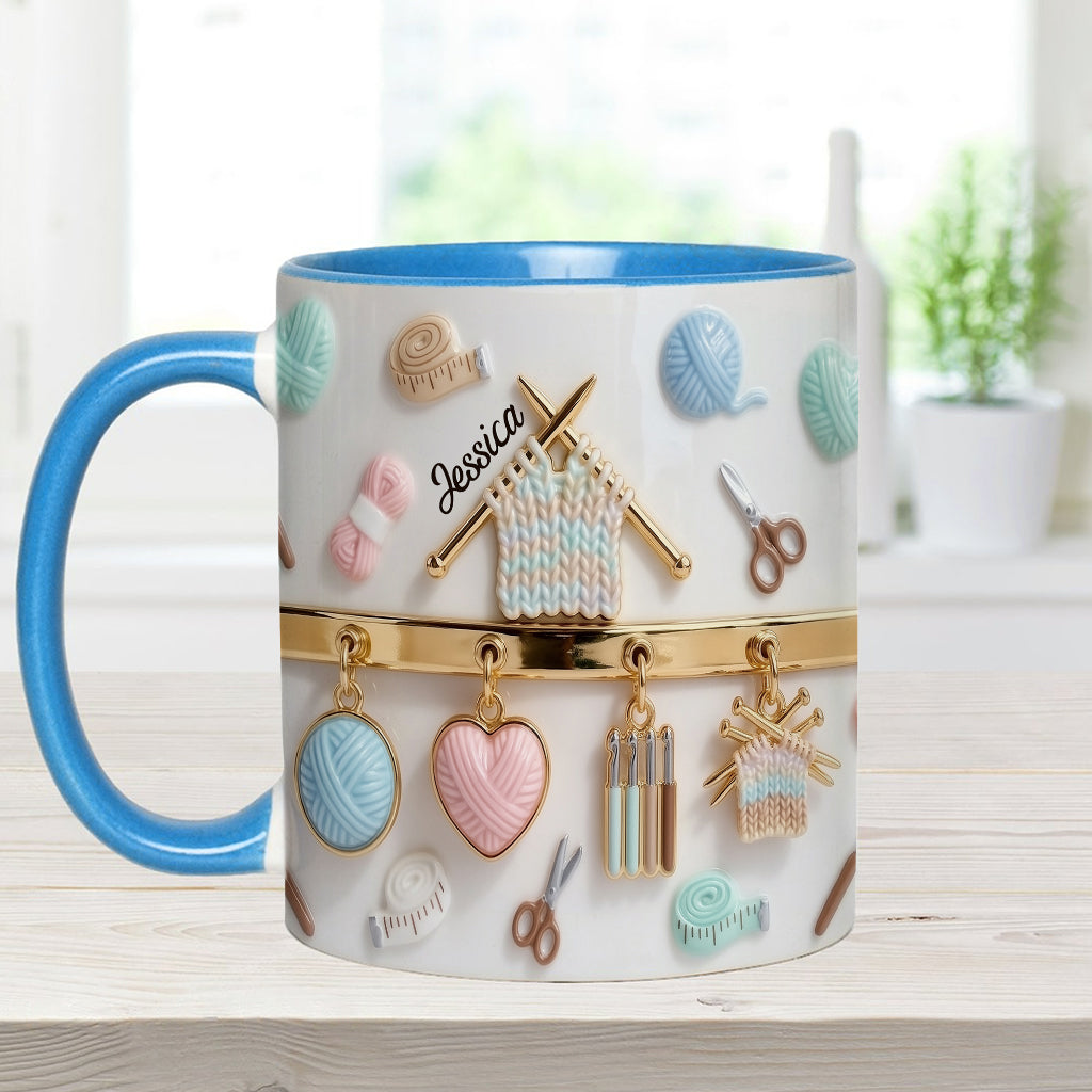 Love Crocheting / Knitting - Personalized Crocheting Accent Mug & Coaster