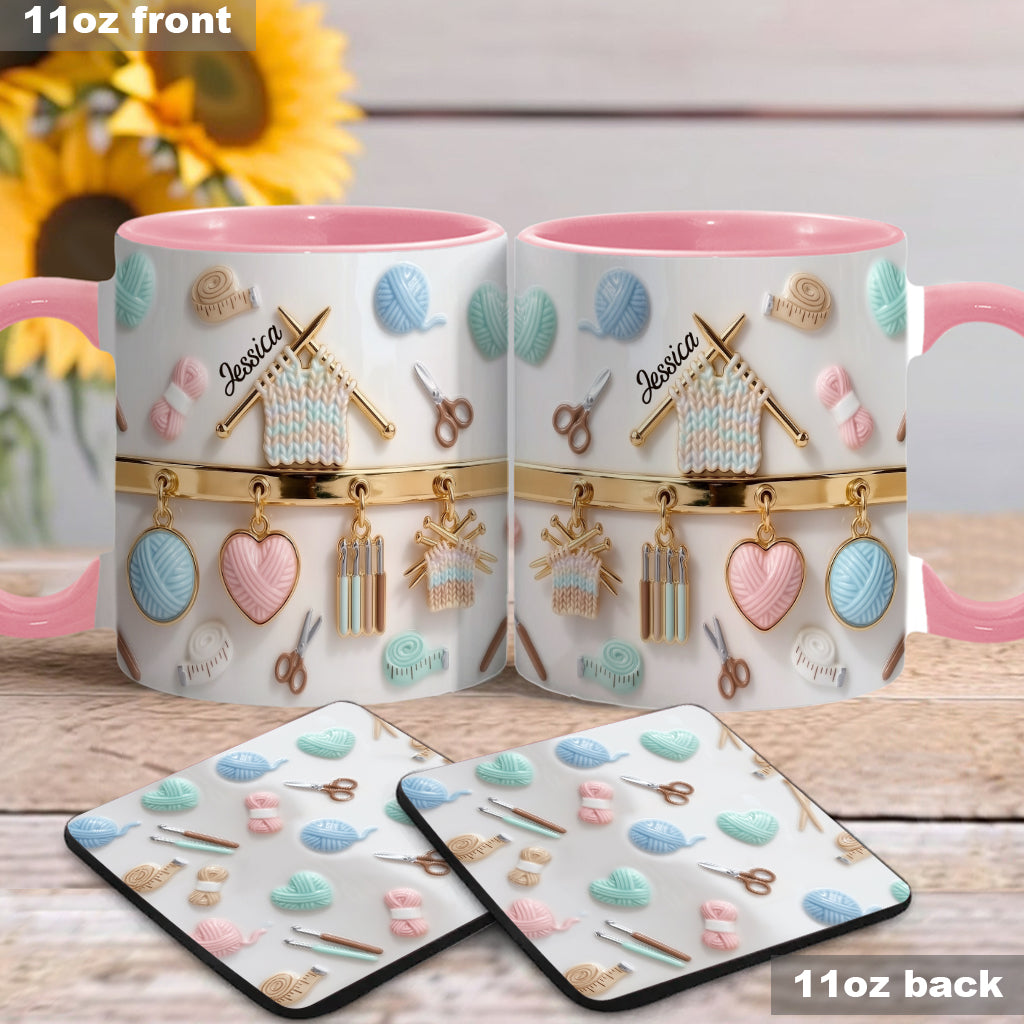 Love Crocheting / Knitting - Personalized Crocheting Accent Mug & Coaster