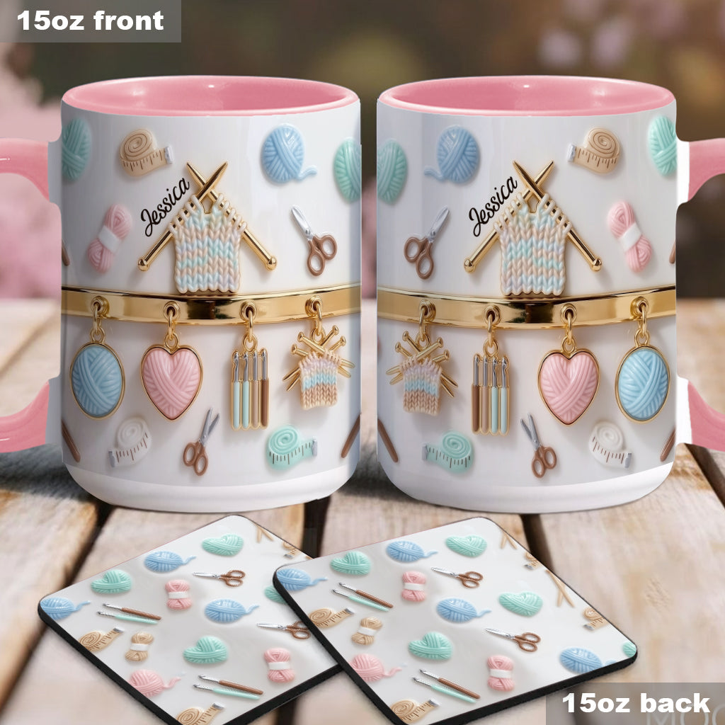 Love Crocheting / Knitting - Personalized Crocheting Accent Mug & Coaster