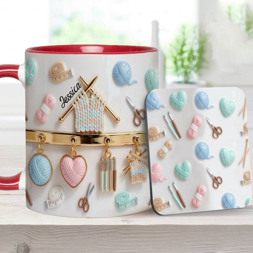 Love Crocheting / Knitting - Personalized Crocheting Accent Mug & Coaster
