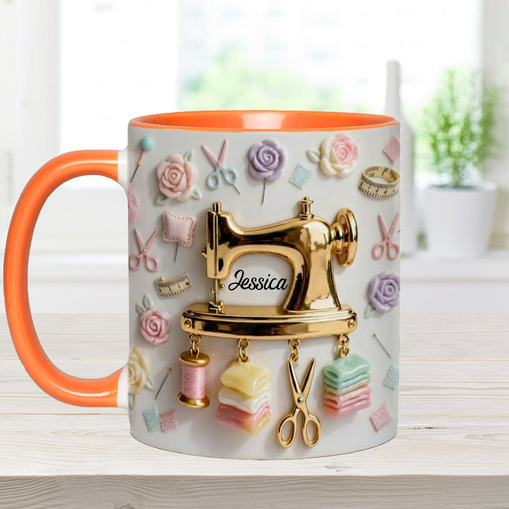 Perfect Gift For Sewing Lovers - Personalized Sewing Accent Mug & Coaster