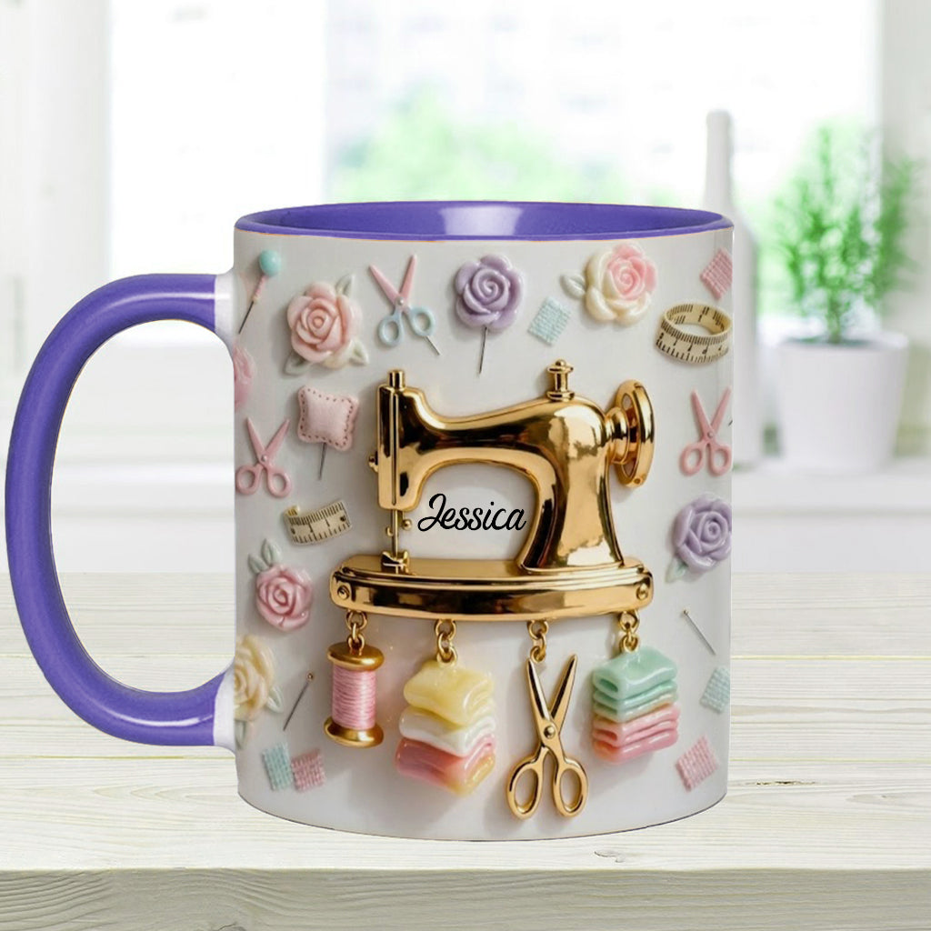 Perfect Gift For Sewing Lovers - Personalized Sewing Accent Mug & Coaster
