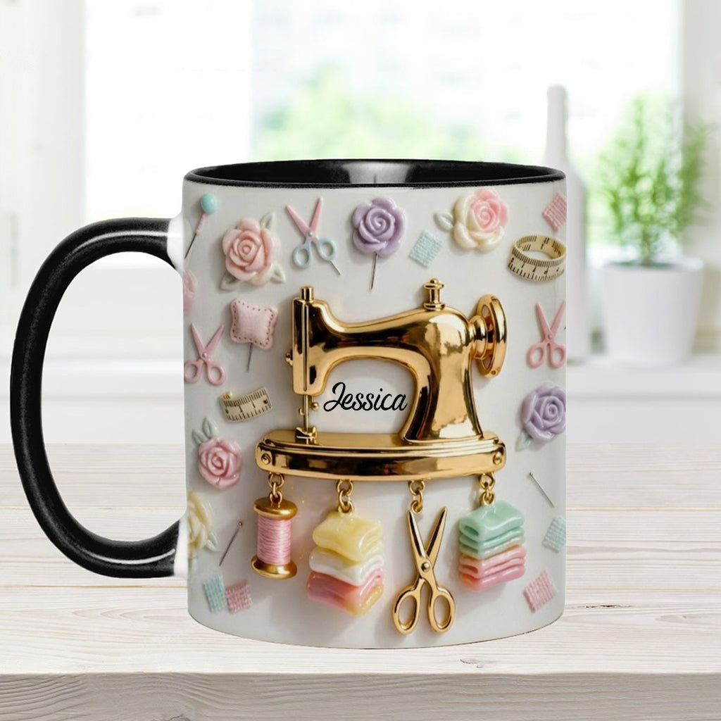 Perfect Gift For Sewing Lovers - Personalized Sewing Accent Mug & Coaster