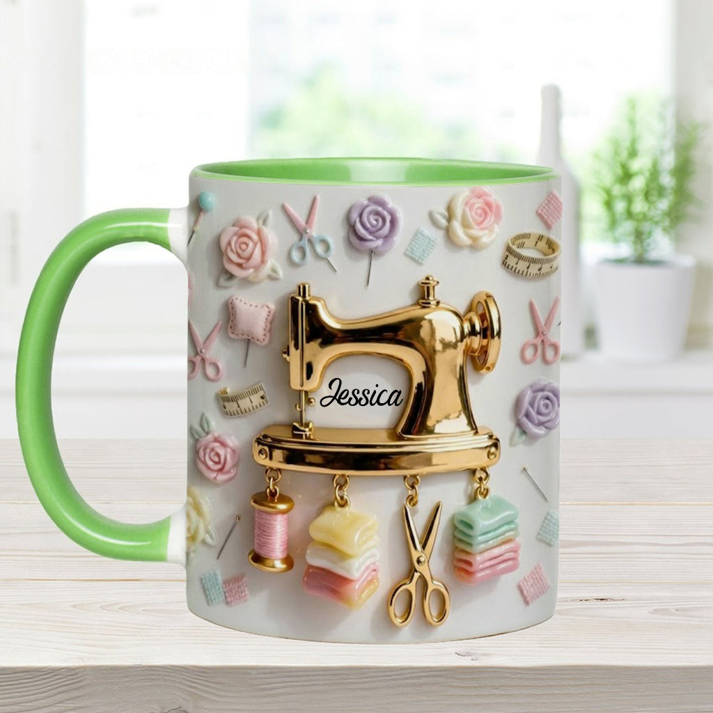 Perfect Gift For Sewing Lovers - Personalized Sewing Accent Mug & Coaster