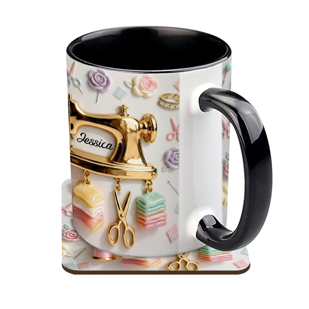 Perfect Gift For Sewing Lovers - Personalized Sewing Accent Mug & Coaster