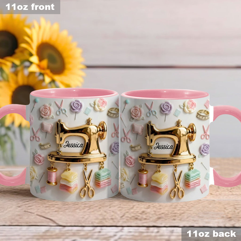 Perfect Gift For Sewing Lovers - Personalized Sewing Accent Mug & Coaster