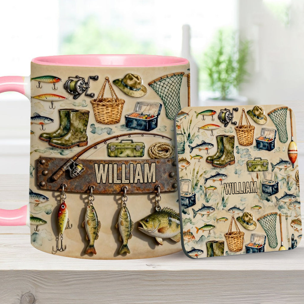 Perfect Gift For Fishing Lovers - Personalized Fishing Accent Mug & Coaster