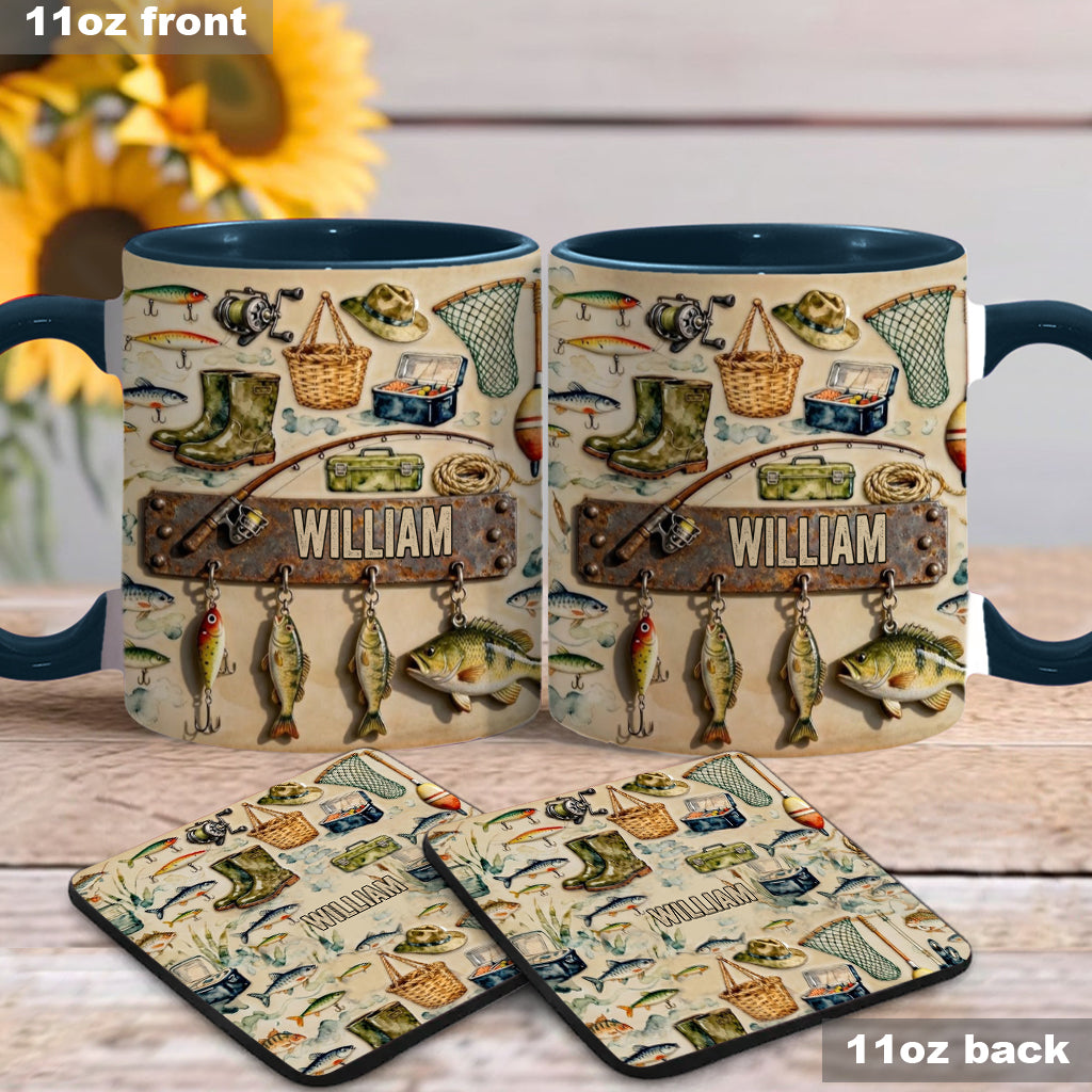 Perfect Gift For Fishing Lovers - Personalized Fishing Accent Mug & Coaster
