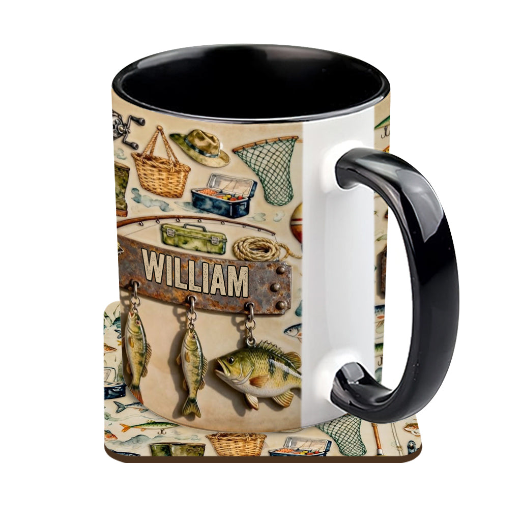 Perfect Gift For Fishing Lovers - Personalized Fishing Accent Mug & Coaster
