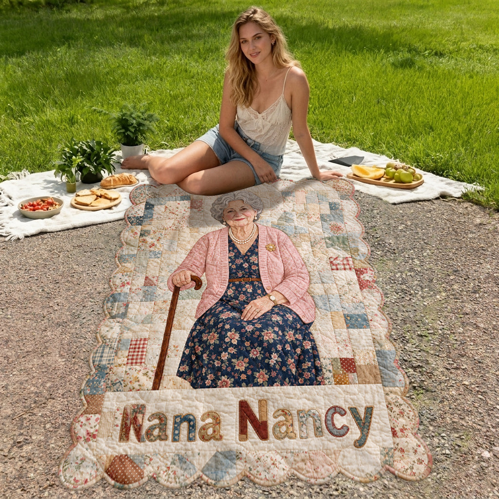 Wrapped in Your Love - Personalized Grandma Shaped Fleece Blanket