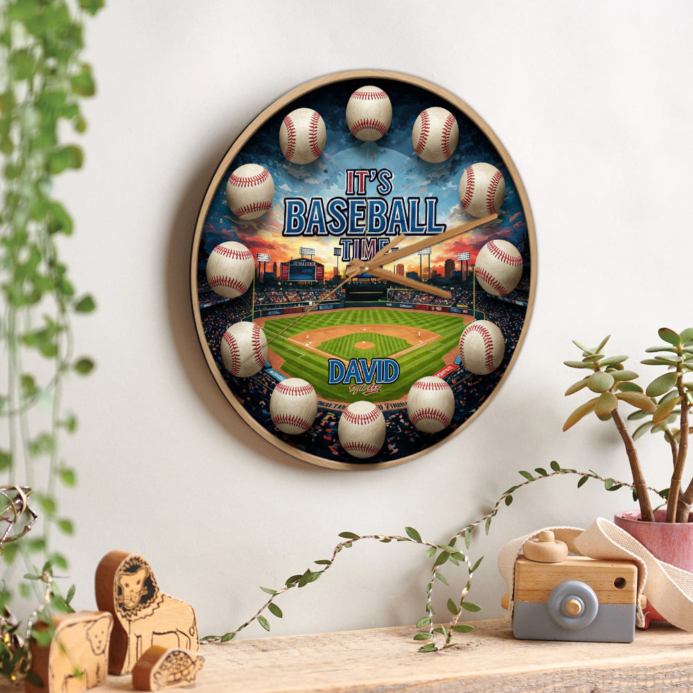 It's Baseball Time - Personalized Baseball Wall Clock